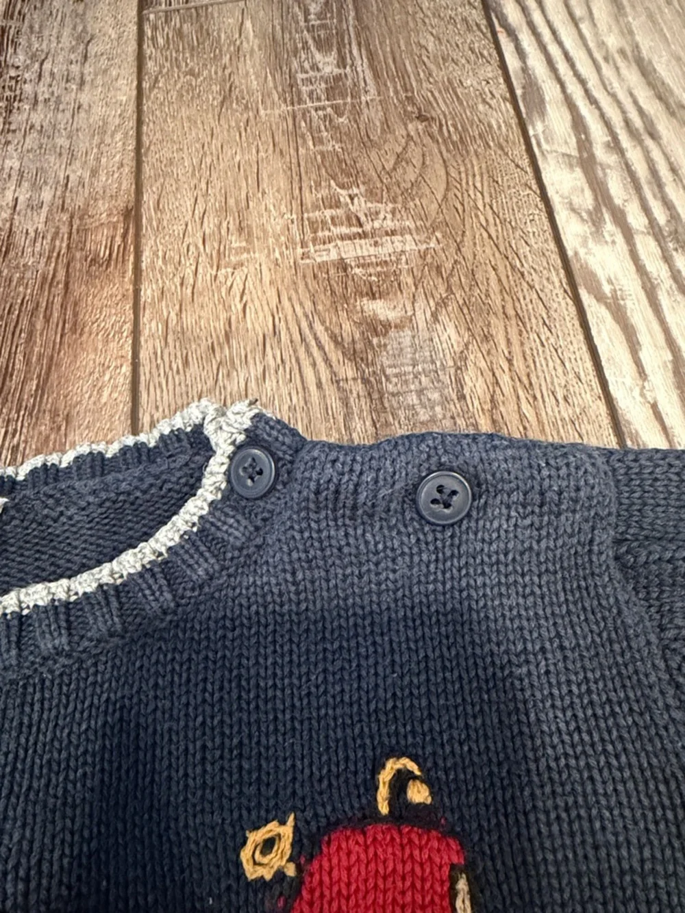 Gymboree Firetruck Navy Knit Sweater with Light Gray Trim Size 2T
